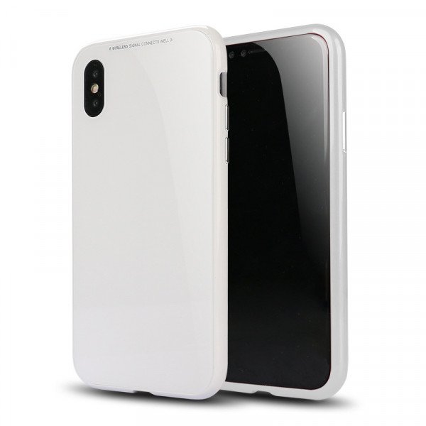 Wholesale iPhone X (Ten) Fully Protective Magnetic Absorption Technology Case With Free Tempered Glass (White)